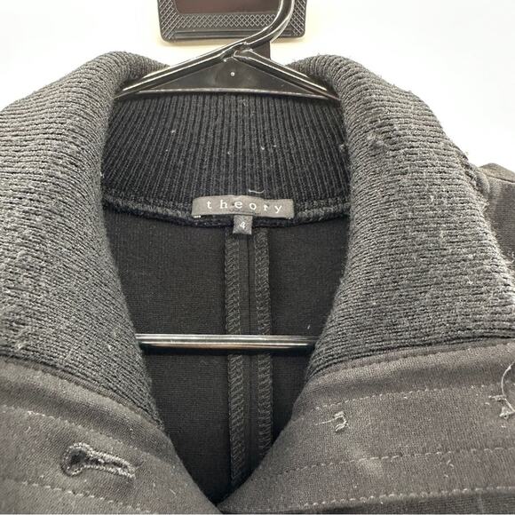 Theory Black High Collared Neck Button Front Mini Tunic Dress‎ Size 4 - Picture 8 of 12